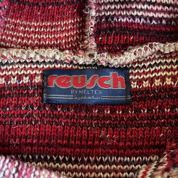 Reusch Meltex Knit Hoodie Top Small Red Multicolor Striped Gorpcore Cabincore - Picture 8 of 9